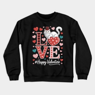 LOVE Happy Valentine British Longhair Cat Valentine's Hat Crewneck Sweatshirt